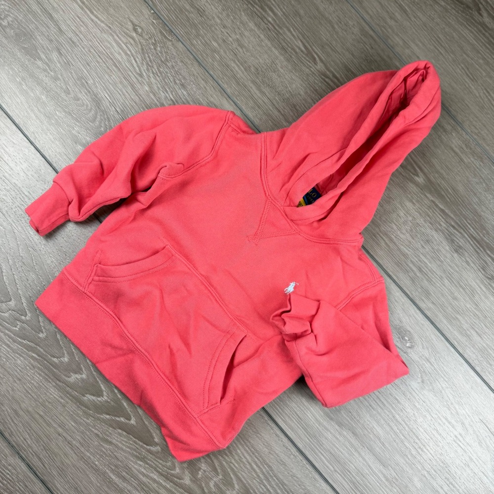 Polo Ralph Lauren Kids Hoodie Fleece Pony Logo Pink Red Size 3